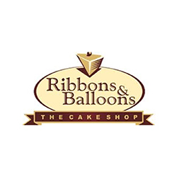 “Ribbons and Balloons cake shop logo”